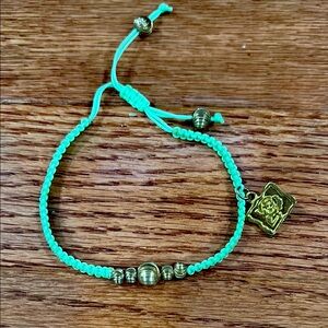 Turquoise Braided Bracelet with Gold Accents